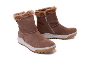 RIEKER TEX Y4780-64 beige, botki damskie. Brązowe botki Rieker, na zimę, bez wzorów, z wełny, bez obcasa, bez zapięcia. Za 419,90 zł.