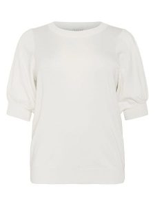 KAFFE curve Sweter w kolorze kremowym rozmiar: XL. Brązowe swetry oversize KAFFE curve, xl, bez wzorów, bez ramiączek. Za 83,42 zł.