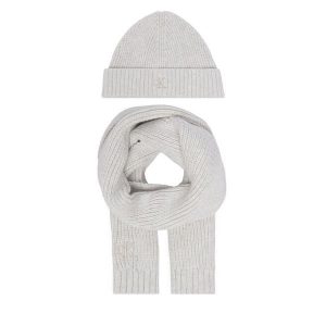 Zestaw szalik i czapka Calvin Klein Jeans. Szare szaliki Calvin Klein Jeans, bez wzorów, z jeansu. Za 209,99 zł.