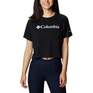 Koszulka trekkingowa damska Columbia North Cascades Cropped. Fioletowe bluzki Columbia, l, bez wzorów, sportowe, bez kołnierzyka, bez ramiączek. Za 54,99 zł.