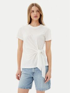 Tommy Hilfiger T-Shirt WW0WW44559 Écru Regular Fit. T-shirty TOMMY HILFIGER, s, bez wzorów, z bawełny, bez kołnierzyka, bez ramiączek. Za 159,99 zł.