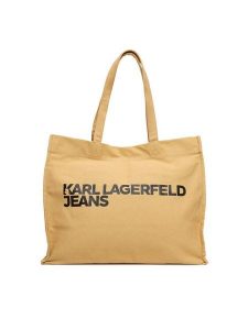 Karl Lagerfeld Jeans Torebka A1W50002 Beżowy. Brązowe shopper bag Karl Lagerfeld Jeans, bez wzorów, z jeansu, bez dodatków. Za 189,99 zł.