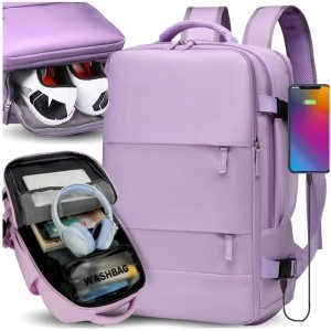 PLECAK DO SAMOLOTU PODRÓŻNY WIZZAIR 40x30x20 BAGAŻ PODRĘCZNY KABINOWY USB. Zielone plecaki NICEBIKE. Za 99,89 zł.