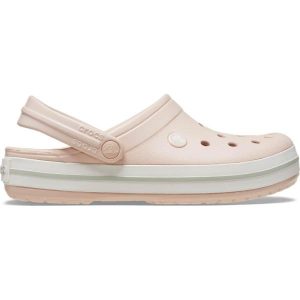 Klapki damskie na basen Crocs CROCBAND. Białe klapki Crocs, bez wzorów, bez obcasa. W wyprzedaży za 173,22 zł.