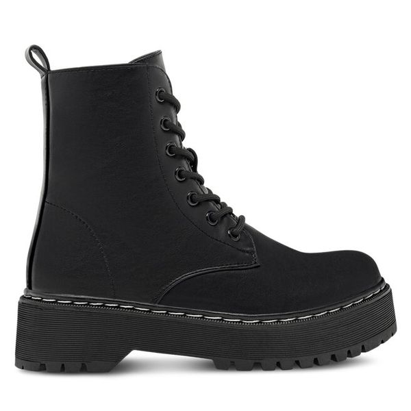 Trzewiki Jenny Fairy. Czarne botki Jenny Fairy, bez wzorów, bez obcasa, na płaskiej podeszwie, bez zapięcia. Za 179,99 zł.