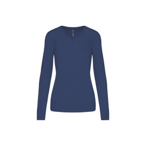 Damski sweter v-neck Kariban. Fioletowe swetry klasyczne KARIBAN, na zimę, bez kołnierzyka. Za 185,00 zł.
