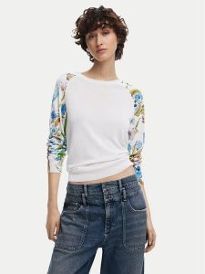 Desigual Sweter 25SWJF31 Biały Regular Fit. Białe swetry klasyczne Desigual, xl, z syntetyku, bez kołnierzyka. Za 229,99 zł.