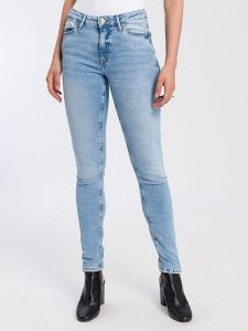 Cross Jeans Dżinsy - Skinny fit - w kolorze błękitnym rozmiar: W28/L34. Niebieskie jeansy Cross Jeans, z aplikacjami, z jeansu, z podwyższonym stanem. Za 127,35 zł.