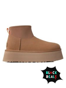 UGG Skórzane botki "Classic Mini Dipper" w kolorze jasnobrązowym rozmiar: 39. Brązowe botki Ugg, bez wzorów, ze skóry, bez obcasa, na platformie, bez zapięcia. Za 590,20 zł.