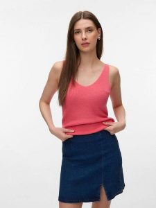 Vero Moda Top w kolorze różowym rozmiar: M. Różowe topy Vero Moda, m, bez wzorów, z wiskozy, klasyczne, bez kołnierzyka, bez ramiączek. Za 43,99 zł.