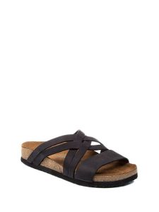 Comfortfusse Skórzane klapki w kolorze czarnym rozmiar: 39. Czarne klapki Comfortfüße, bez wzorów, z otwartym noskiem, bez obcasa. Za 210,32 zł.