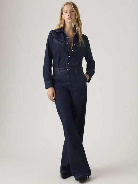 Levi's Kombinezon dżinsowy w kolorze granatowym rozmiar: L. Niebieskie kombinezony Levi's®, l, bez wzorów, z bawełny, bez kołnierzyka, bez ramiączek. Za 234,95 zł.