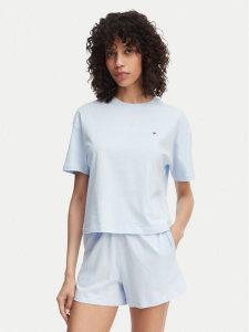 Tommy Hilfiger Piżama UW0UW05912 Niebieski jasny Regular Fit. Niebieskie piżamy TOMMY HILFIGER, bez wzorów, z bawełny, bez ramiączek. Za 289,99 zł.