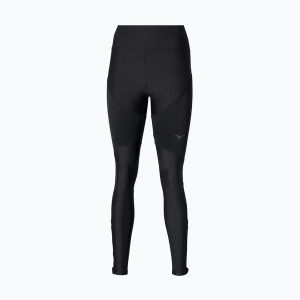 Legginsy do biegania damskie Mizuno Tech Thermal Charge Long. Czarne legginsy Mizuno, bez wzorów, z materiału, długie. Za 229,99 zł.