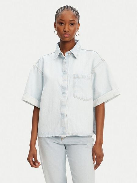 ACCESS FASHION Koszula jeansowa 53-8031-580 Niebieski Loose Fit. Niebieskie koszule ACCESS FASHION, l, bez wzorów, z bawełny, bez kołnierzyka, bez ramiączek. Za 399,99 zł.