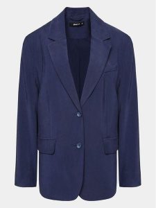 Gina Tricot Marynarka 20501 Granatowy Regular Fit. Niebieskie marynarki i żakiety Gina Tricot, bez wzorów, z wiskozy. Za 169,99 zł.