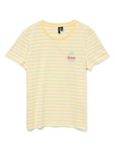 Vero Moda Koszulka w kolorze żółtym rozmiar: L. Żółte bluzki Vero Moda, l, bez wzorów, z bawełny, bez kołnierzyka, bez ramiączek. Za 57,06 zł.