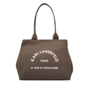 Torebka KARL LAGERFELD. Brązowe shopper bag KARL LAGERFELD, bez wzorów, bez dodatków. Za 549,99 zł.