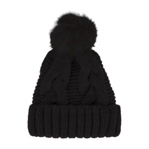 Damska czapka zimowa z pomponem. Czarne czapki 4f, bez wzorów, z materiału, eleganckie. Za 95,99 zł.