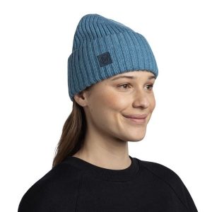 Czapka Buff Erviny z wełny merino. Niebieskie czapki Buff, bez wzorów, z materiału, klasyczne. Za 136,40 zł.