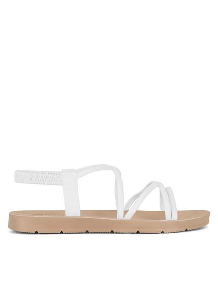 Jenny Fairy Sandały WYL1610-5 Biały. Białe sandały Jenny Fairy, bez wzorów, z syntetyku, bez obcasa, na płaskiej podeszwie, bez zapięcia. Za 39,99 zł.