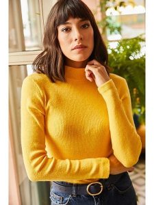 Olalook Koszulka w kolorze żółtym rozmiar: onesize. Żółte bluzki Olalook, bez wzorów, prążkowane, bez kołnierzyka, bez ramiączek. Za 52,42 zł.