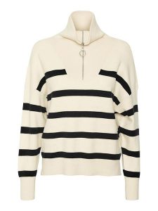 Vero Moda Sweter "Saba" w kolorze kremowo-czarnym rozmiar: XS. Czarne golfy Vero Moda, bez wzorów. Za 79,03 zł.