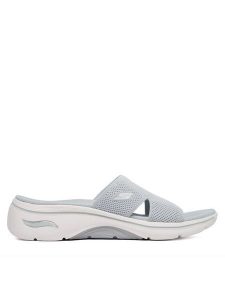 Skechers Klapki Gowalk Arch Fit 2.0 - Dakota 140865/LTGY Szary. Szare klapki Skechers, bez wzorów, z materiału, bez obcasa. Za 289,99 zł.