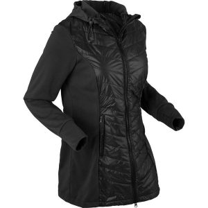 Lekka kurtka pikowana z wstawką z polaru bonprix czarny. Kurtki marki bonprix. Za 109,99 zł.