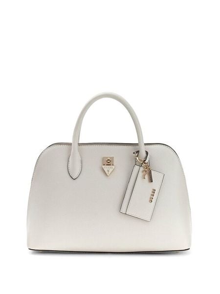 Guess Torebka Patsie HWZG99 19060 Écru. Białe kuferki Guess, z aplikacjami, ze skóry, bez dodatków. Za 349,99 zł.