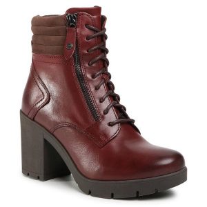 Trzewiki Lasocki. Czerwone botki Lasocki, bez wzorów, bez obcasa, na słupku, bez zapięcia. Za 134,99 zł.