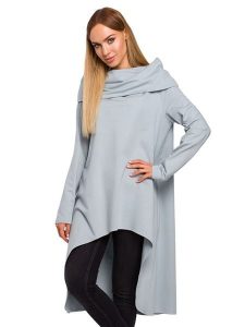 Made of emotion Tunika w kolorze jasnoszarym rozmiar: S/M. Szare tuniki Made Of Emotion, m, bez wzorów, z bawełny, z asymetrycznym kołnierzem, bez ramiączek. Za 144,24 zł.