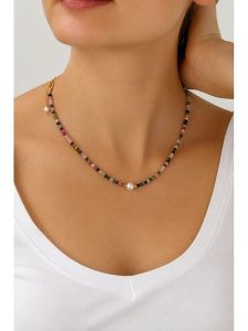 Pierres delicates Pozłacany naszyjnik z turmalinami - dł. 45 cm rozmiar: onesize. Białe naszyjniki Pierres delicates, z perłą, pozłacane. Za 69,95 zł.
