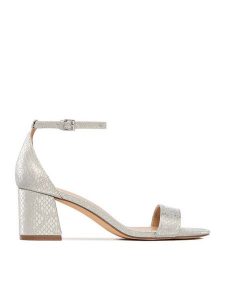 DeeZee Sandały CEO-HJY0223010-1 Srebrny. Szare sandały DeeZee, bez wzorów, z materiału, bez obcasa, na słupku, bez zapięcia. Za 129,99 zł.