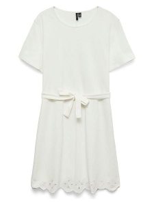 Vero Moda Sukienka w kolorze białym rozmiar: L. Białe sukienki Vero Moda, na co dzień, l, bez wzorów, z bawełny, bez kołnierzyka, bez ramiączek, midi, proste. Za 93,72 zł.
