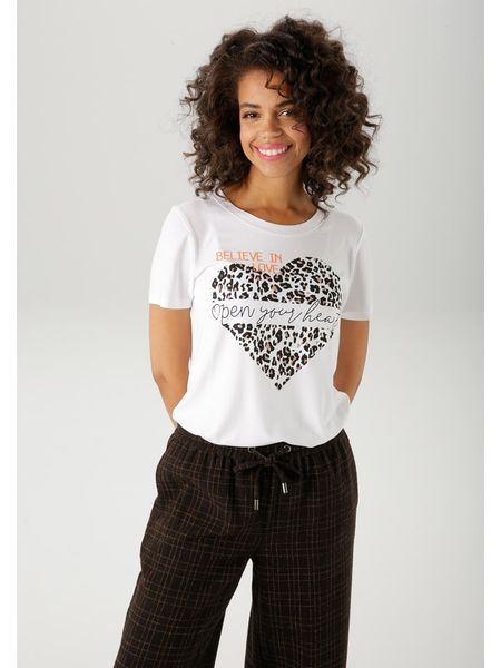 Aniston Koszulka w kolorze białym rozmiar: 46. Białe bluzki Aniston, bez wzorów, bez kołnierzyka, bez ramiączek. Za 32,67 zł.