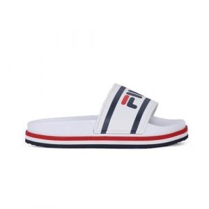 Klapki damskie Fila Morro Bay Zeppa Wns. Białe klapki Fila, bez wzorów, z materiału, bez obcasa. Za 180,95 zł.