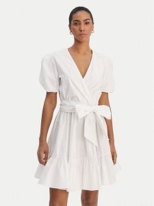 Fracomina Sukienka koktajlowa FY26SD1037W40001 Biały Regular Fit. Białe sukienki Fracomina, s, bez wzorów, z bawełny, wizytowe, bez kołnierzyka, bez ramiączek. Za 529,99 zł.