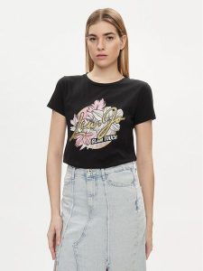 Liu Jo T-Shirt TA4202 JS003 Czarny Regular Fit. Czarne t-shirty Liu Jo, s, bez wzorów, z bawełny, bez kołnierzyka, bez ramiączek. Za 299,99 zł.