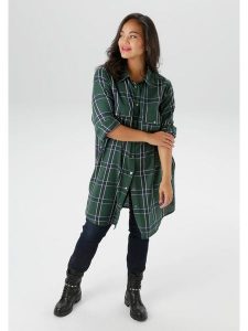 Aniston Tunika w kolorze ciemnozielono-granatowym rozmiar: 46. Zielone tuniki Aniston, bez wzorów, z bawełny, bez kołnierzyka, bez ramiączek. Za 69,91 zł.