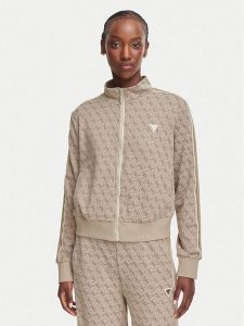 Guess Bluza V6YQ28 K5183 Beżowy Regular Fit. Brązowe bluzy Guess, m, z aplikacjami, z syntetyku, bez kaptura. Za 383,99 zł.