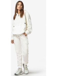 Super.natural Bojówki hybrydowe w kolorze białym rozmiar: M. Białe spodnie z wysokim stanem super.natural, bez wzorów, z wełny, z podwyższonym stanem. Za 382,99 zł.