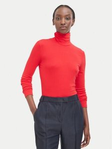 BOSS Golf C_Eliana 50548098 Czerwony Slim Fit. Czerwone golfy Boss, bez wzorów, z lyocellu. Za 349,99 zł.