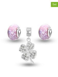 CHARM'S 3-częściowy zestaw rozmiar: onesize. Różowe zawieszki CHARM'S, z cyrkonią, srebrne. Za 144,92 zł.
