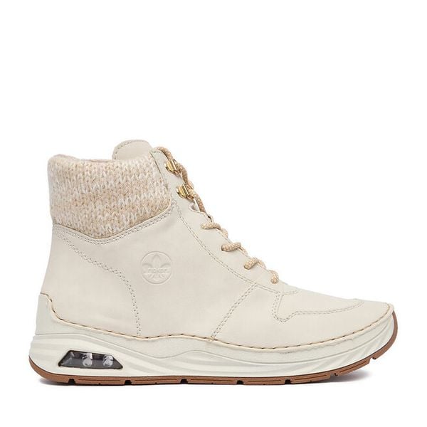 Trzewiki Rieker. Botki Rieker, bez wzorów, bez obcasa, na płaskiej podeszwie, bez zapięcia. Za 299,99 zł.