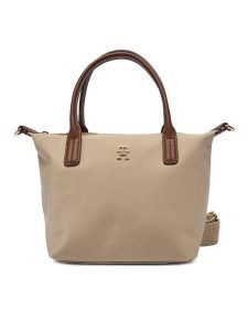 Tommy Hilfiger Torebka Popette Mini Tote AW0AW17709 Brązowy. Brązowe torebki klasyczne TOMMY HILFIGER, bez wzorów, z materiału, bez dodatków. Za 309,99 zł.