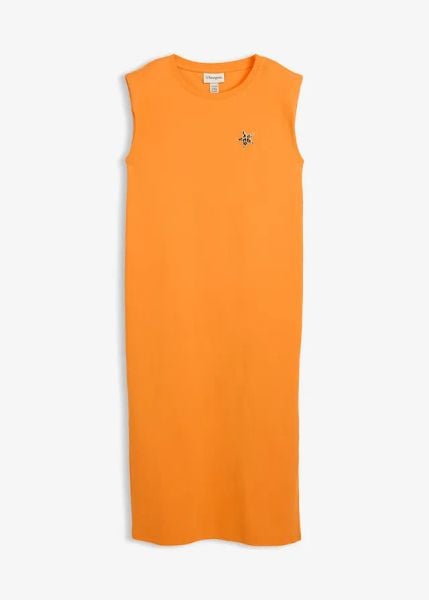 Sukienka T-shirtowa z czystej bawełny organicznej. Brązowe sukienki bonprix, bez wzorów, z bawełny, bez kołnierzyka, bez ramiączek. Za 64,99 zł.