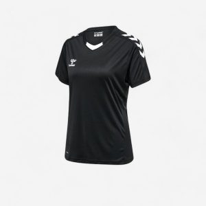 Koszulka do piłki ręcznej damska Hummel Core XK. Czarne bluzki Hummel, l, bez wzorów, z materiału, sportowe, bez kołnierzyka, bez ramiączek. Za 109,99 zł.