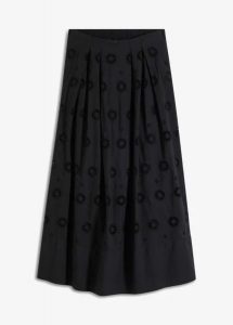 Spódnica maxi z bawełny organicznej z angielskim haftem. Czarne spódnice bonprix, bez wzorów, z bawełny, maxi. Za 109,99 zł.