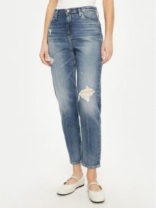 Calvin Klein Jeans Jeansy J20J224513 Niebieski Mom Fit. Niebieskie jeansy Calvin Klein Jeans, bez wzorów, z bawełny. Za 379,99 zł.